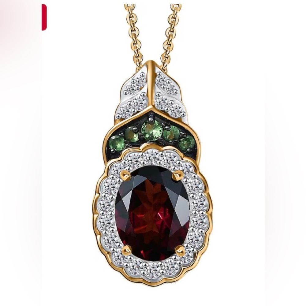 Rhodolite Garnet and Multi Gemstone 2.75 ctw Regal Bloom Pendant Necklace - Picture 2 of 6